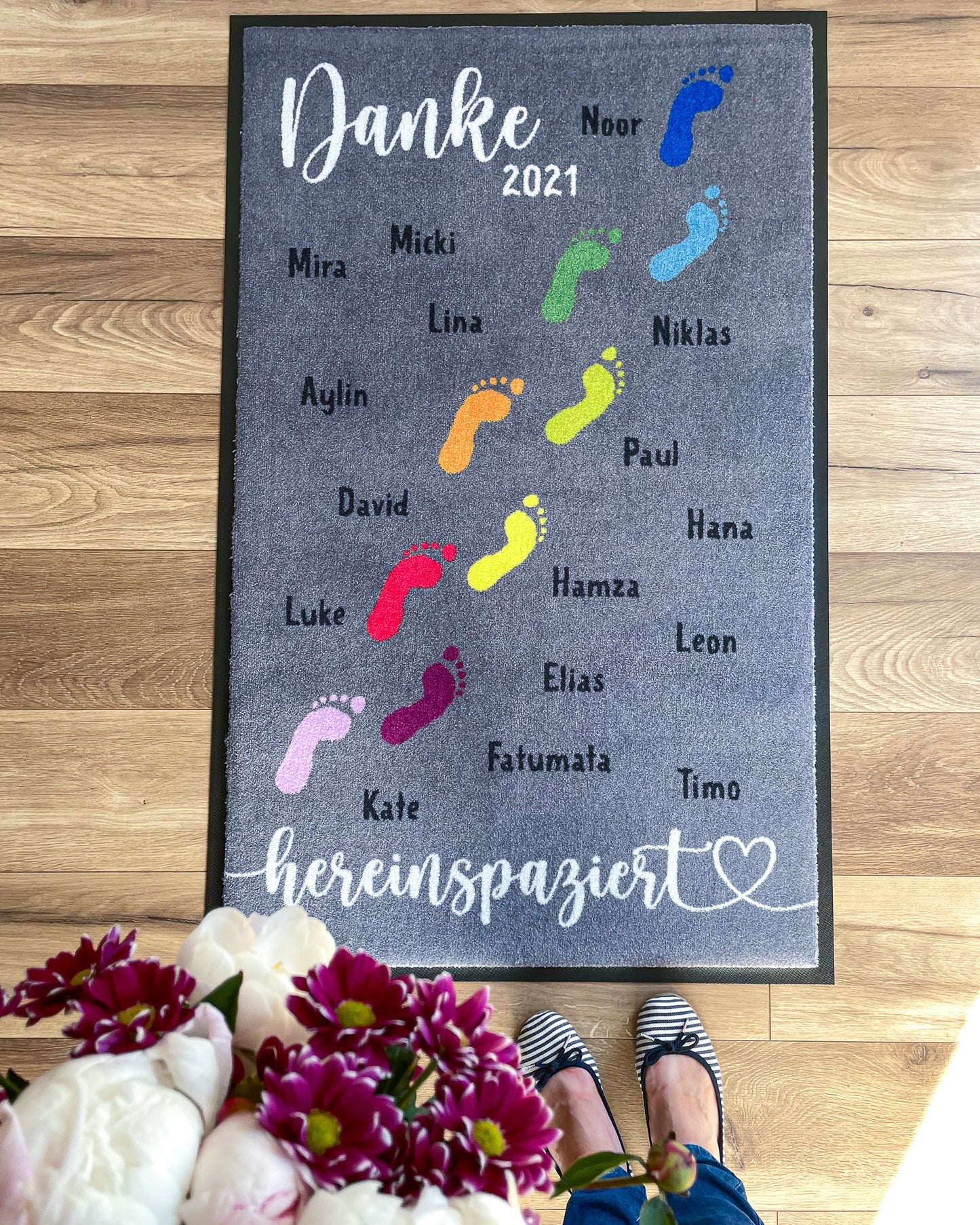 Abschiedsgeschenk Kita Fußmatte Fußspuren