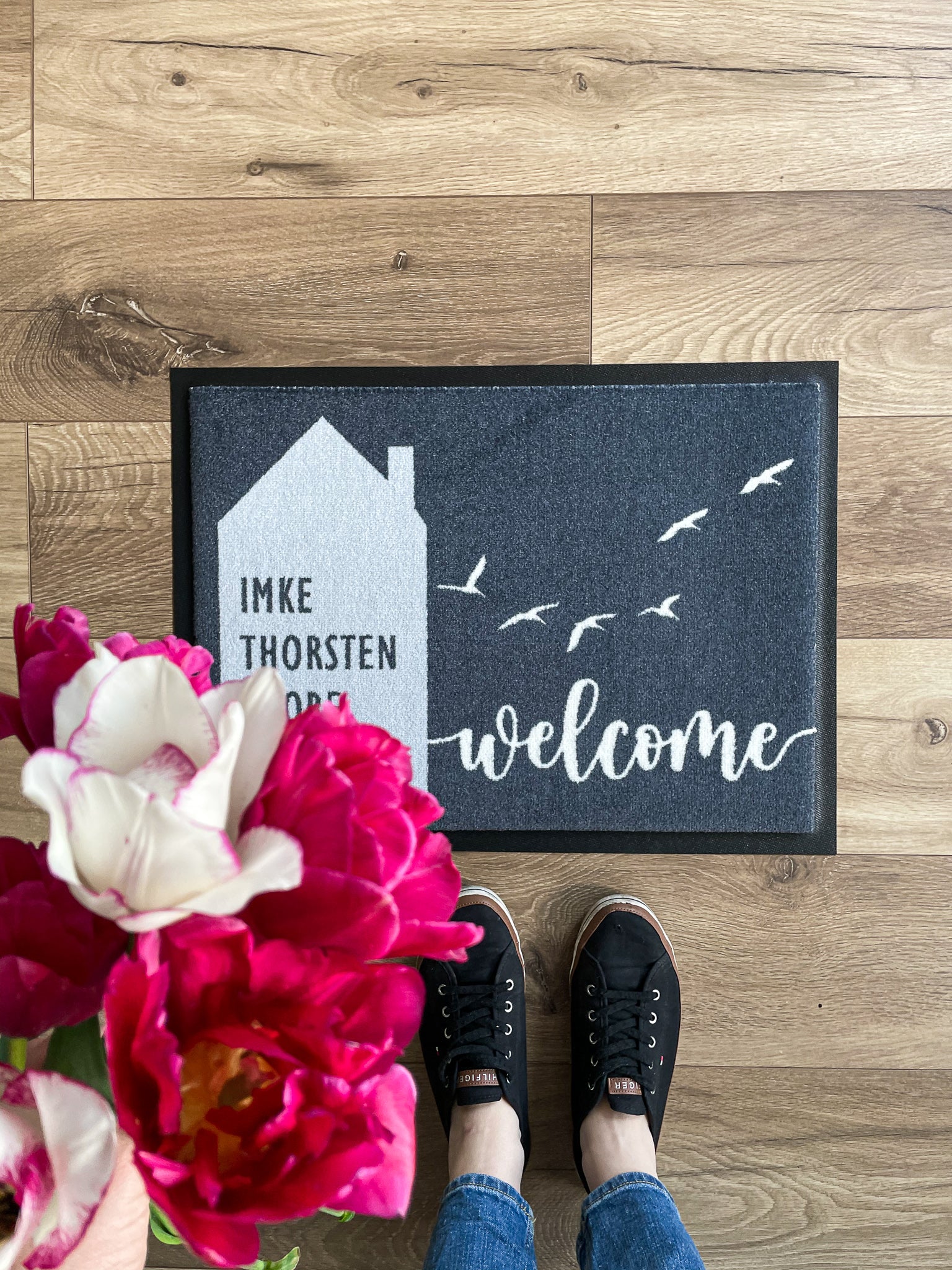 kleine Fußmatte mit Häuschen individuell gestalten