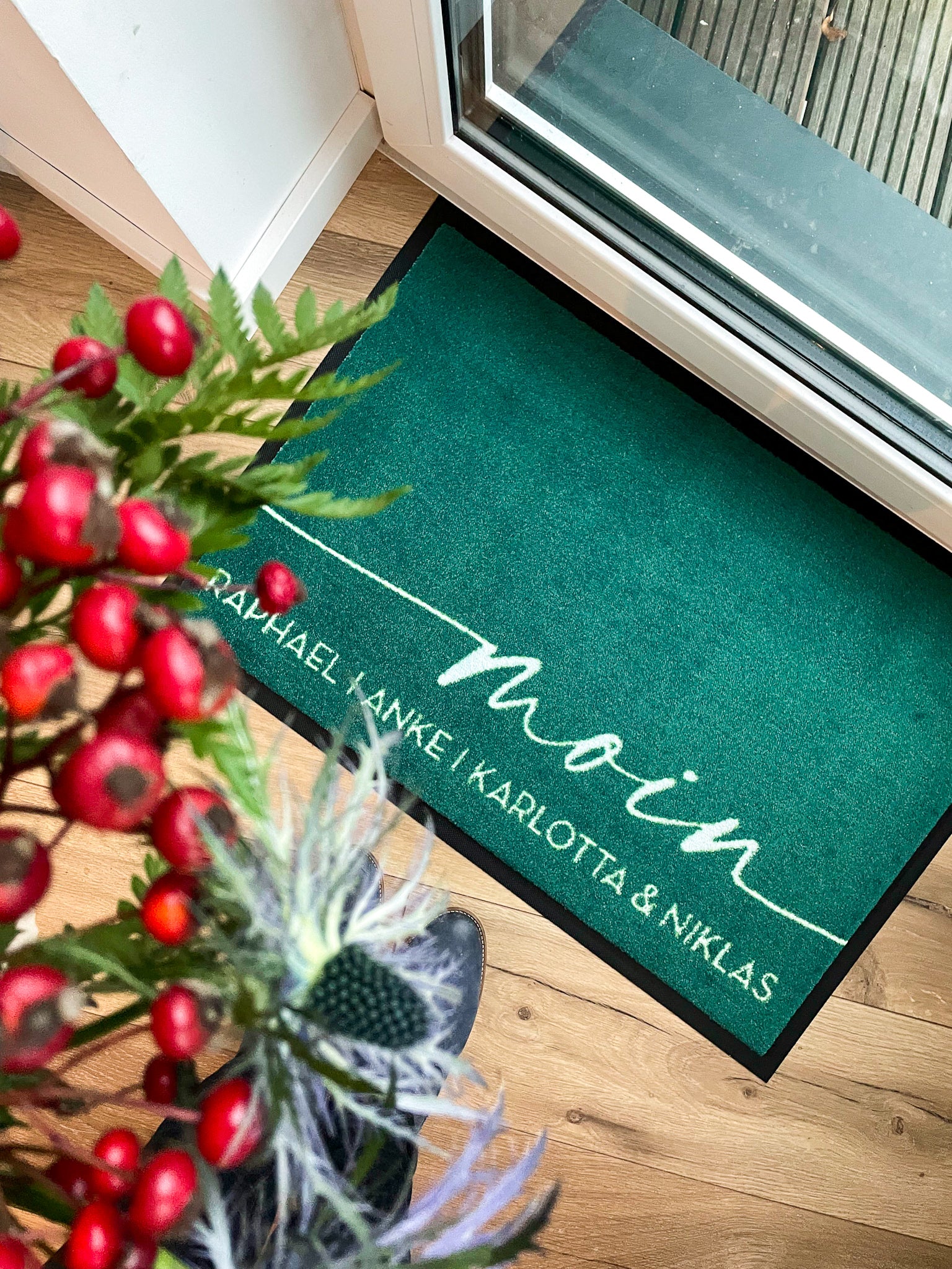 Fußmatte Moin in  grün mit Namen