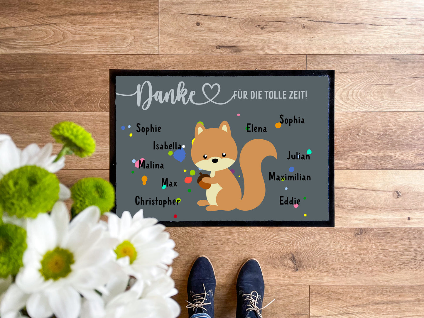 Kita-Abschiedsmatte Tierisch bunte Kleckse - KS Designliebe