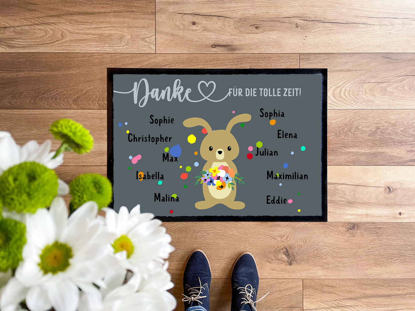 Kita-Abschiedsmatte Tierisch bunte Kleckse - KS Designliebe