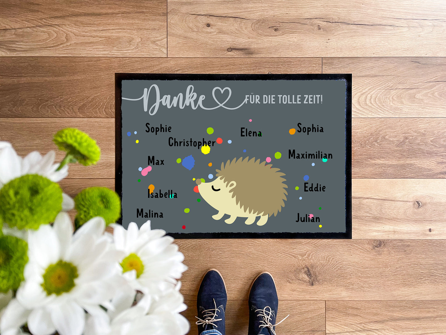 Kita-Abschiedsmatte Tierisch bunte Kleckse - KS Designliebe