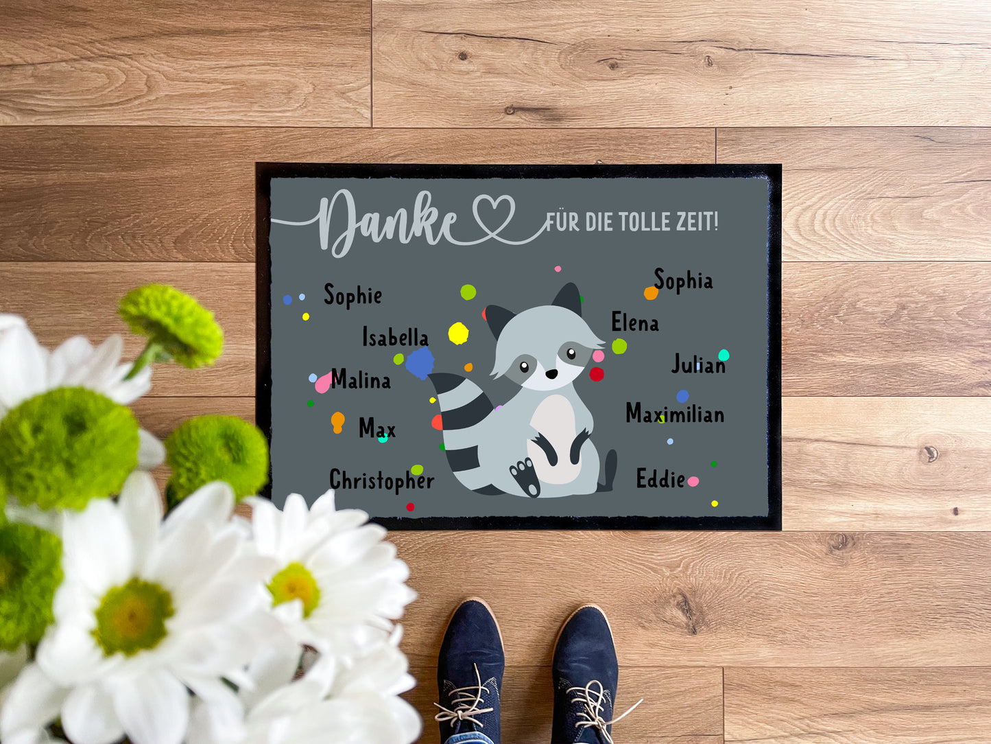 Kita-Abschiedsmatte Tierisch bunte Kleckse - KS Designliebe