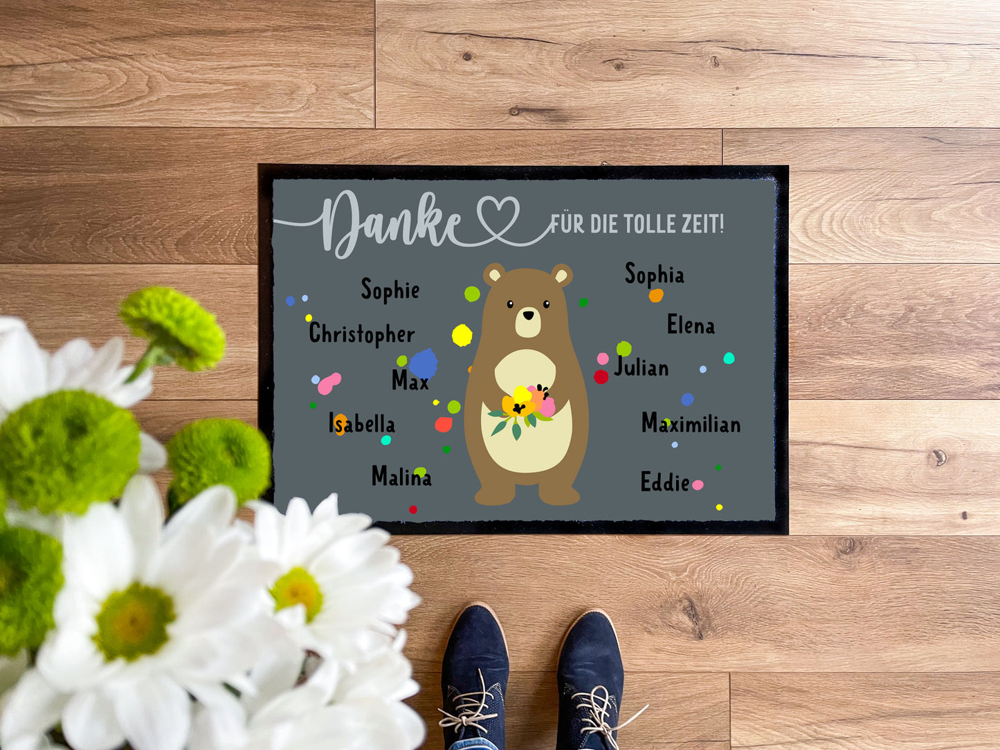 Kita-Abschiedsmatte Tierisch bunte Kleckse - KS Designliebe