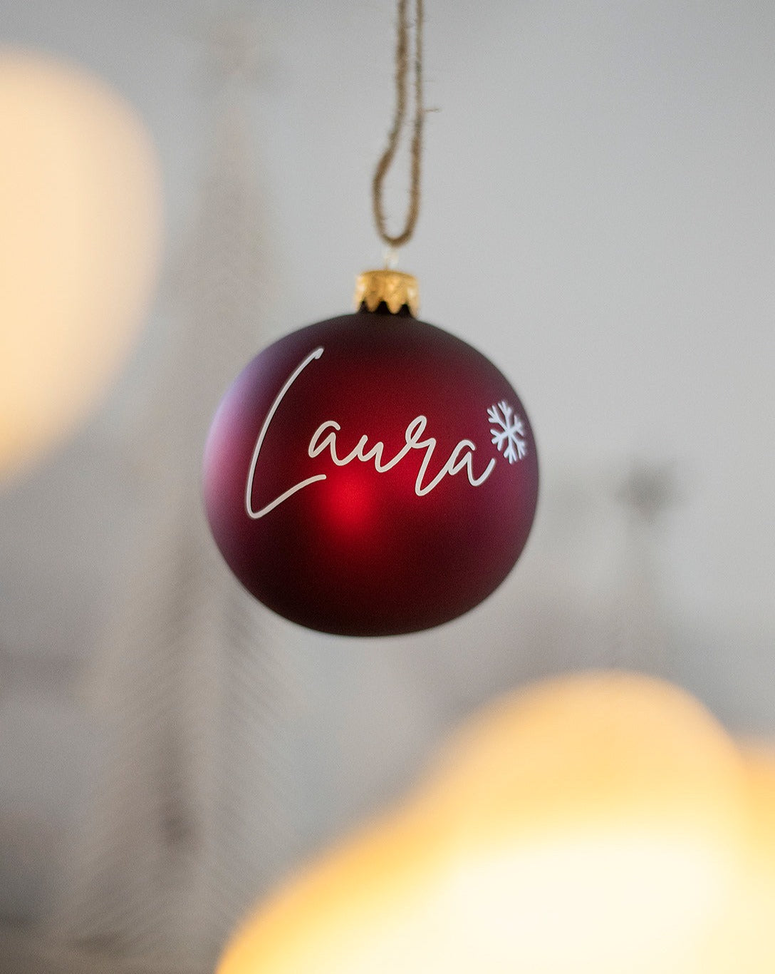 Personalisierte Weihnachtskugel weiß matt