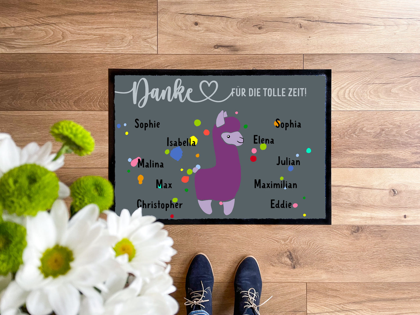 Kita-Abschiedsmatte Tierisch bunte Kleckse - KS Designliebe