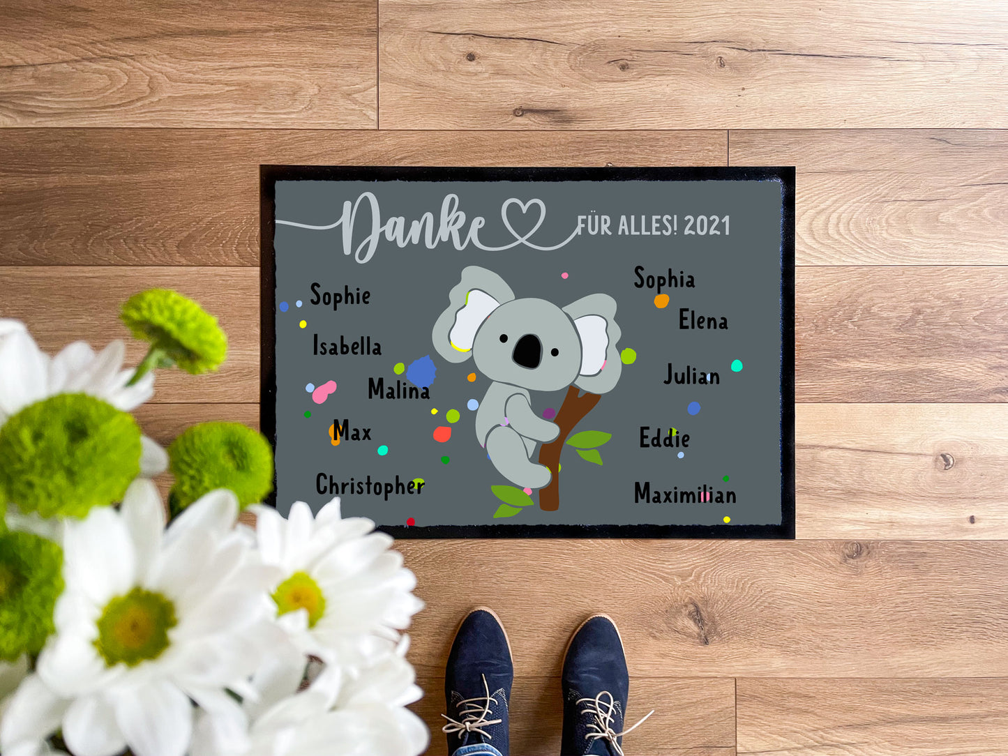 Kita-Abschiedsmatte Tierisch bunte Kleckse - KS Designliebe