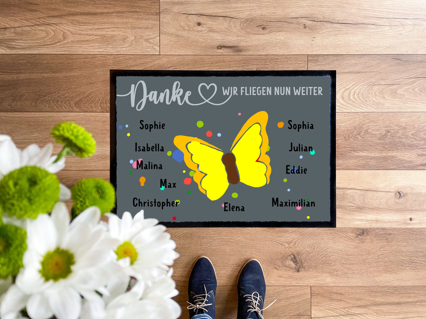 Kita-Abschiedsmatte Tierisch bunte Kleckse - KS Designliebe