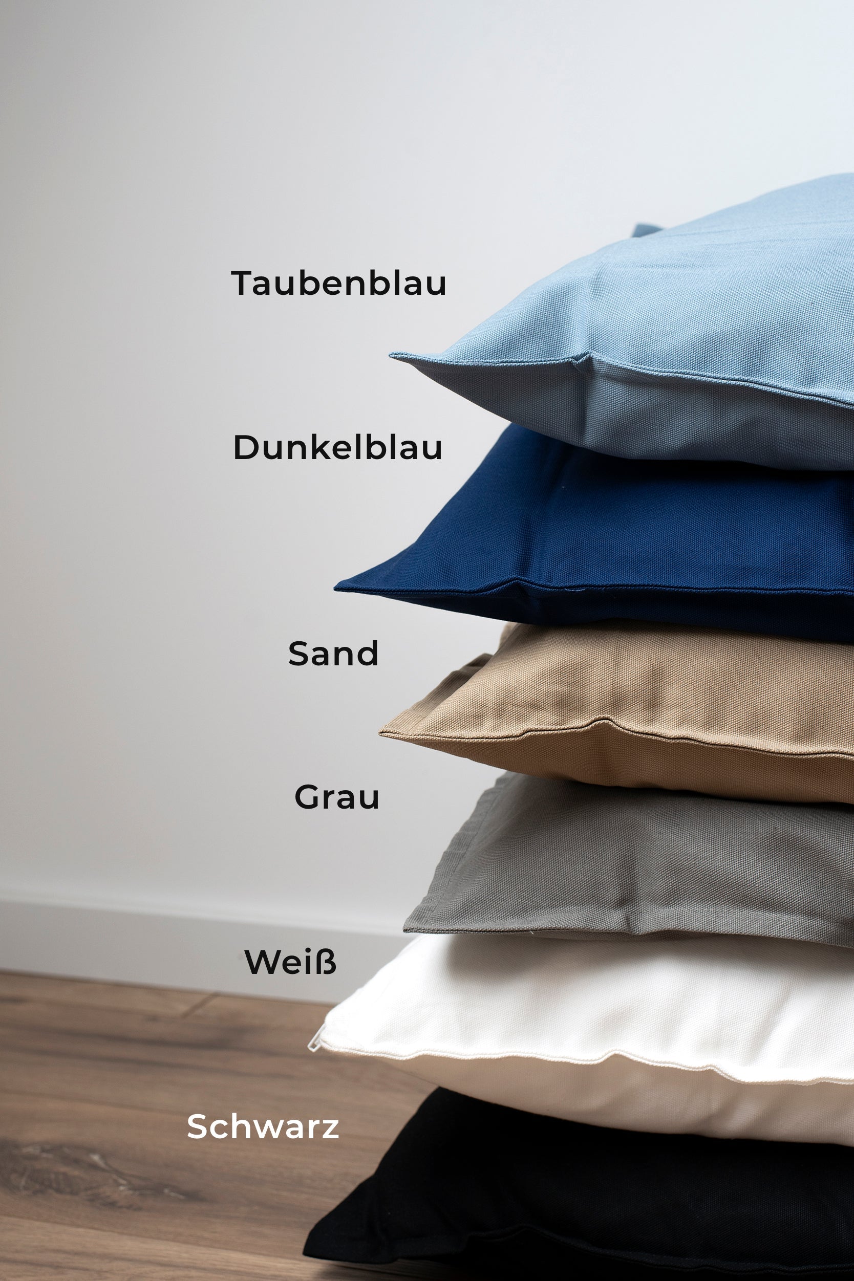 Farben Kissen blau, grau, Sand