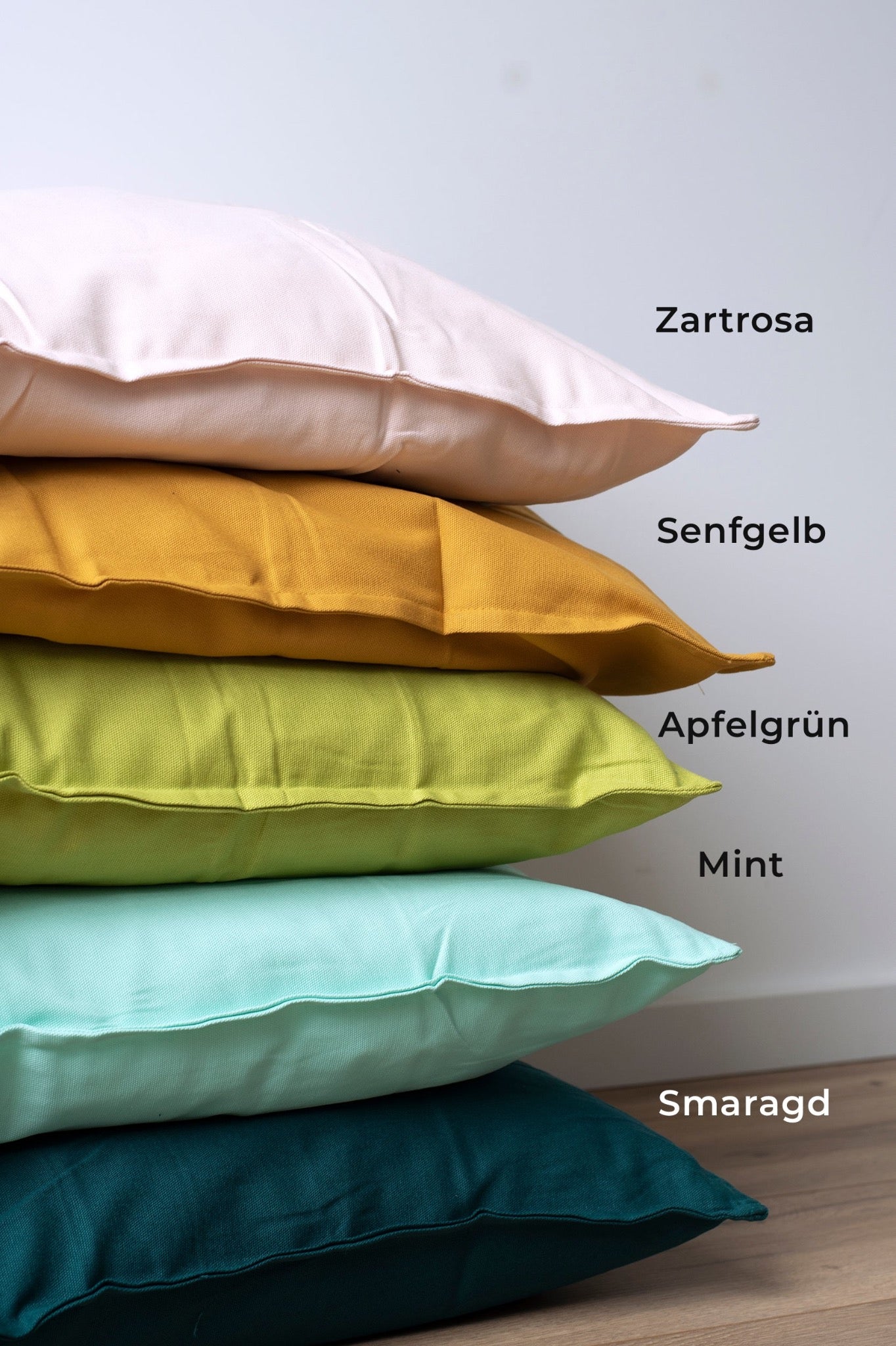 Kissenfarben rosa, Senf, apfelgrün, mint, Smaragd