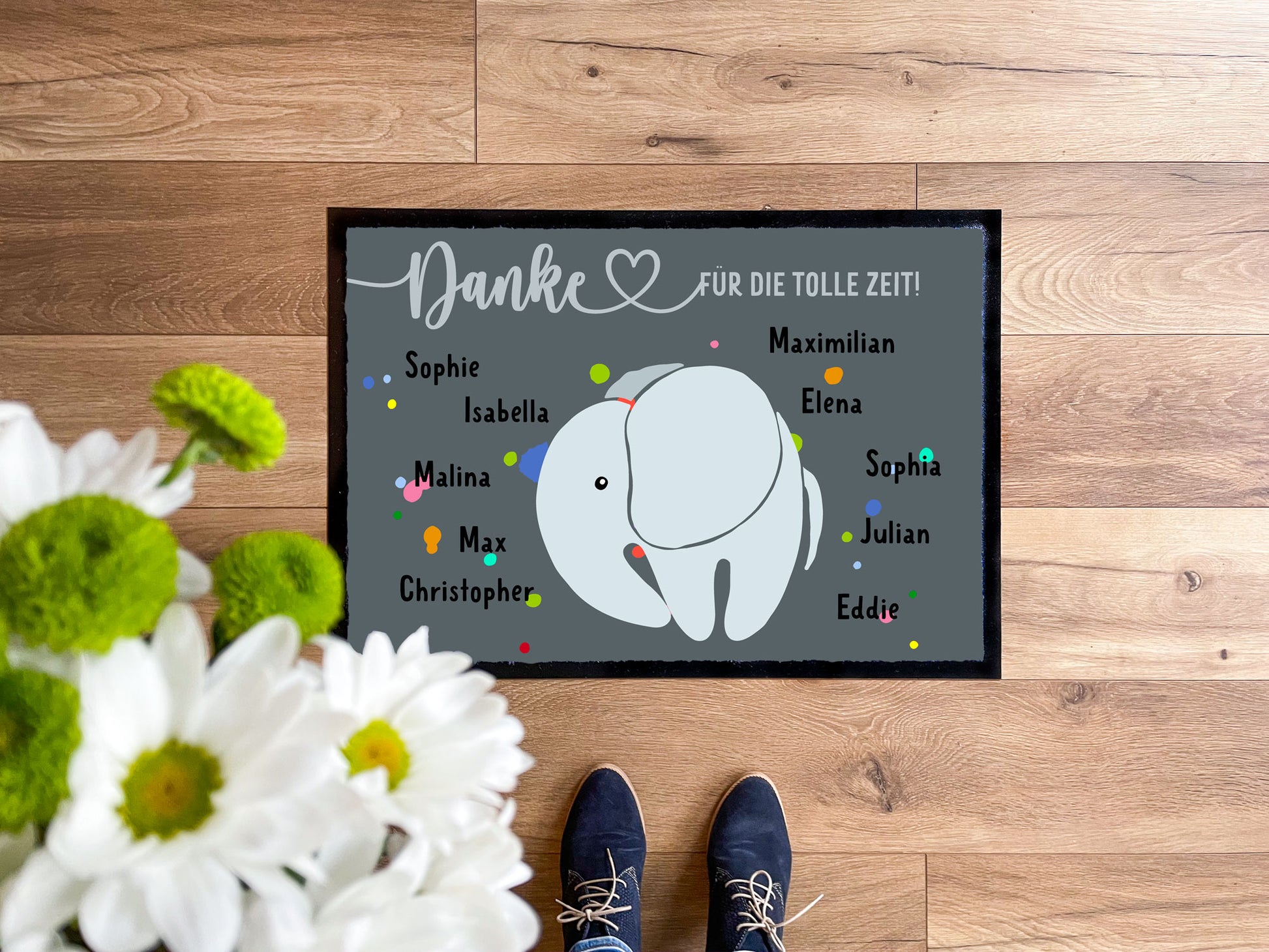 Kita-Abschiedsmatte Tierisch bunte Kleckse - KS Designliebe