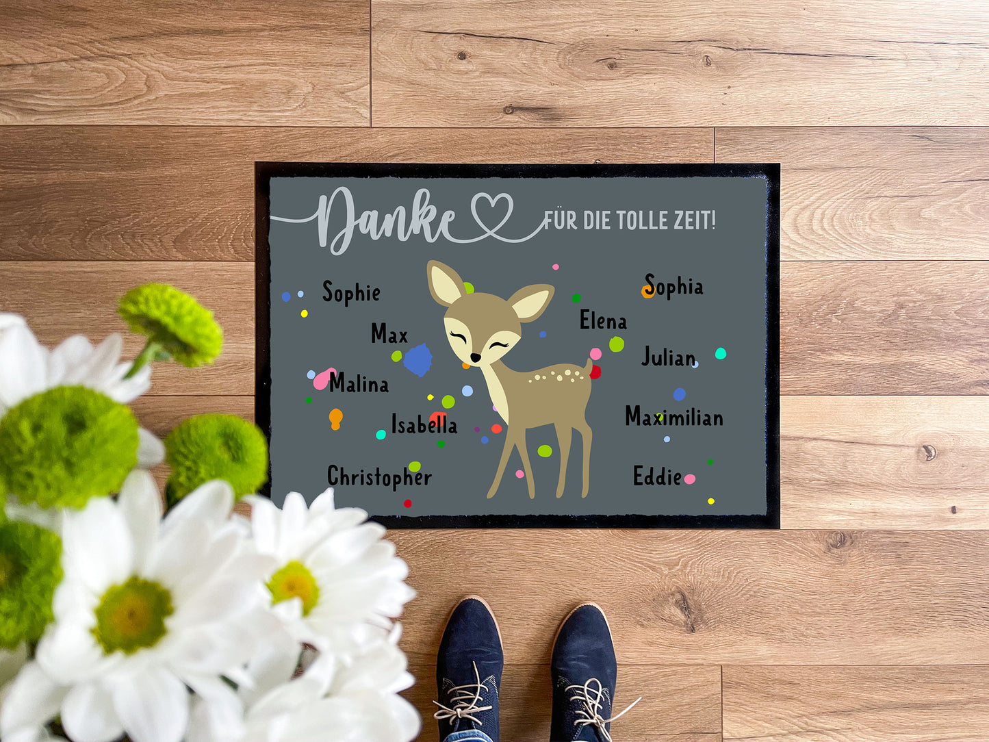 Kita-Abschiedsmatte Tierisch bunte Kleckse - KS Designliebe